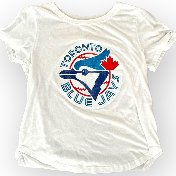 Toronto Blue Jays Tops - Toronto Blue Jays T-Shirt - White With Logo - Ladies S